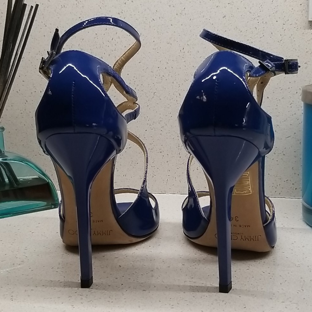 JIMMY CHOO blue patent leather pumps(size 5.5) - Picture 4 of 7